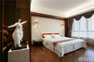 现代卧室床头墙纸装修效果图