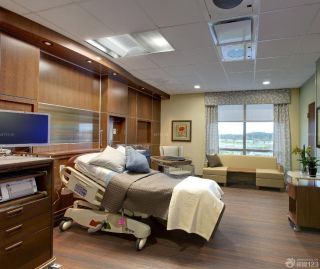 医院病房木质墙面装修设计效果图片 