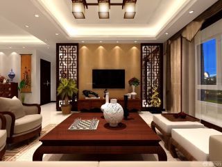 中式古典风格90平米两室一厅客厅装修效果图