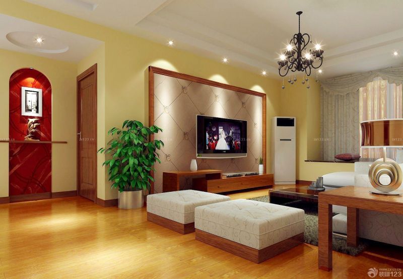 美式古典风格90平米两室一厅装修效果图