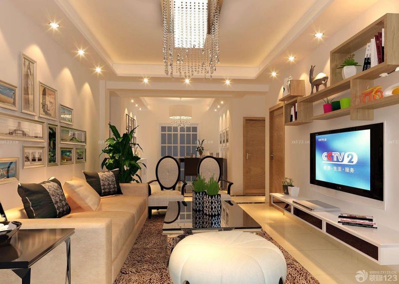 最新客厅墙面置物架装修效果图片