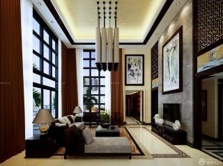 中式家庭客厅吊灯装修效果图片