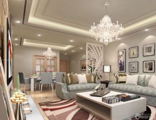 现代客厅水晶灯装修设计效果图片