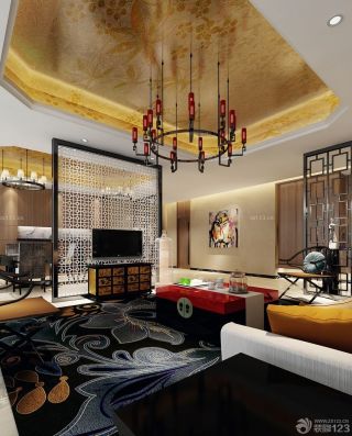 中式家装客厅隔断设计效果图