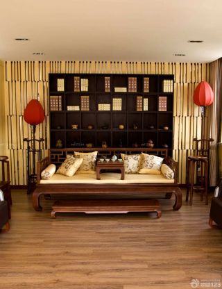 中式家庭家装客厅背景墙设计图