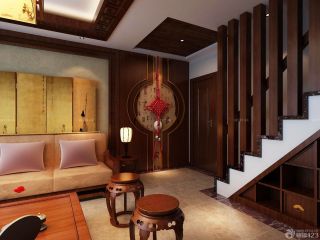 中式家装客厅墙面设计装修效果图片