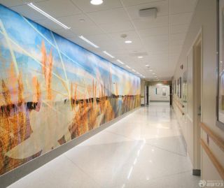 最新儿童医院室内过道背景墙装修效果图片
