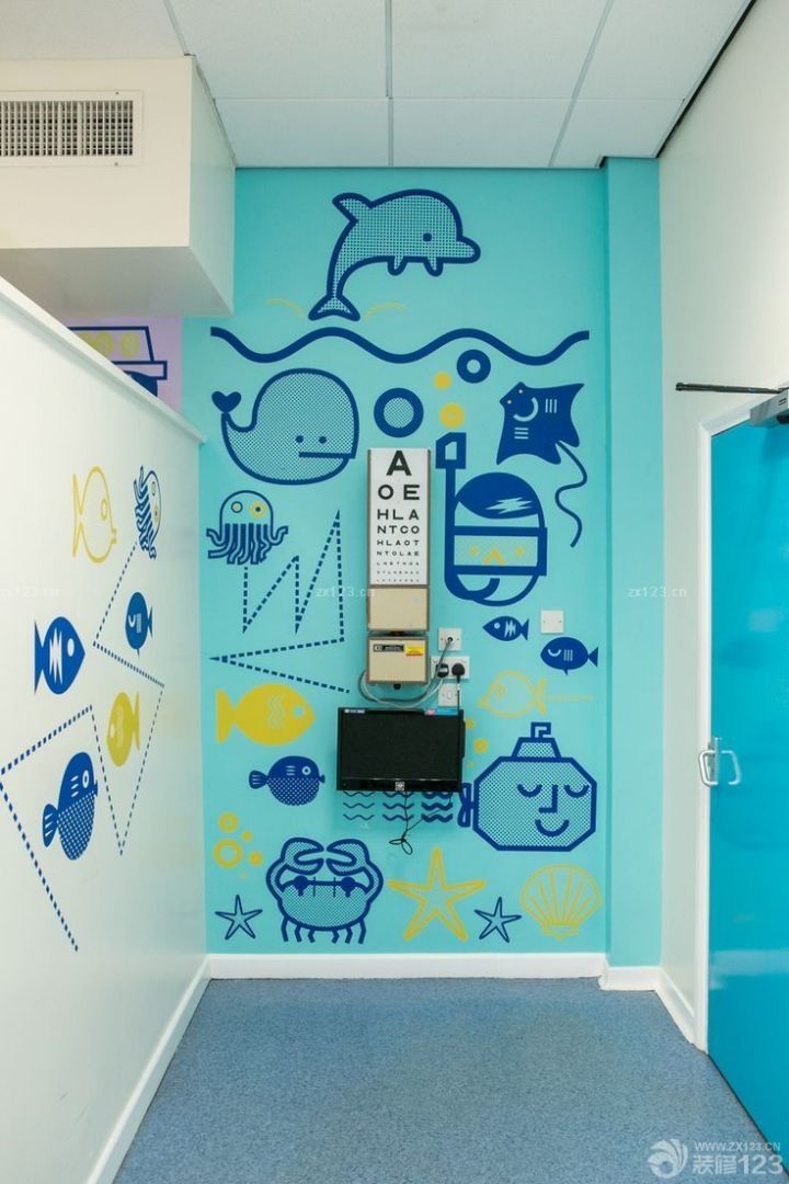 小型儿童医院室内背景墙设计效果图片
