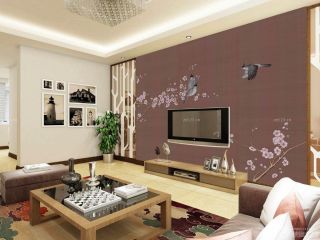 自建房室内手绘电视背景墙设计效果图