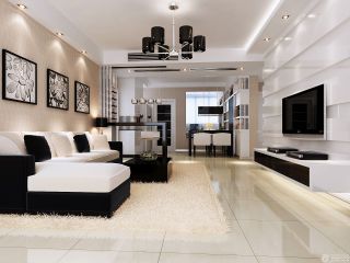 黑白风格70平米房子客厅装修效果图