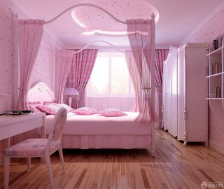 100平房子女孩温馨卧室装修效果图片