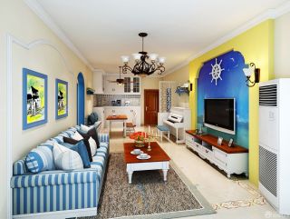 地中海风格80平方米的房子客厅装修图