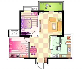 80平米小户型家庭简单装修设计平面图