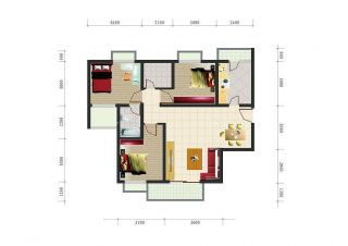 80平米小户型三室两厅设计平面图