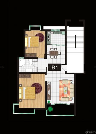 现代60平米小户型家庭装修设计平面图