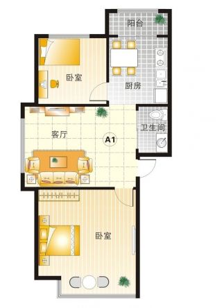 50平米小户型两室一厅房子装修平面图