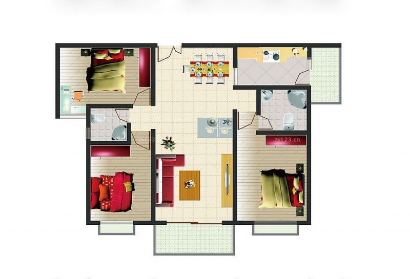 70平米小户型家居设计平面图