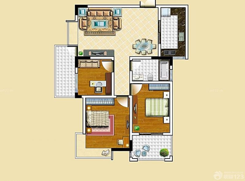 60平米小户型家居装潢设计平面图