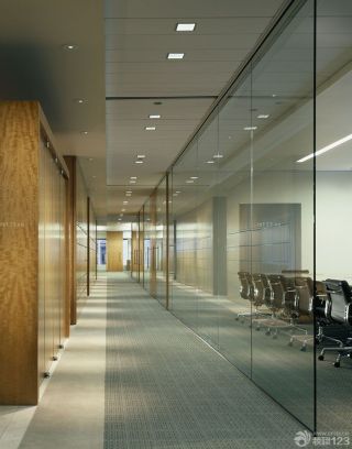 大型写字楼办公室玻璃墙装修效果图 