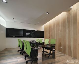 小型办公室装潢木质背景墙装修效果图片