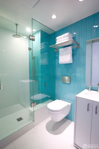 房子卫生间蓝色墙面装修设计效果图片大全80平方