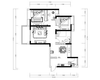 60平小户型室内设计两室一厅户型图