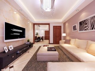 70平米小户型客厅石材电视背景墙设计效果图