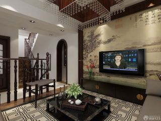 130平米房子电视背景墙壁纸装修设计图片大全