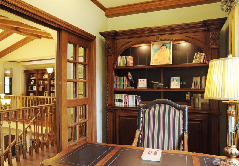 美式130平米的房子书房装修图片