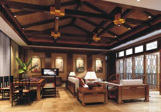中式房子实木家具装修设计图片大全110平