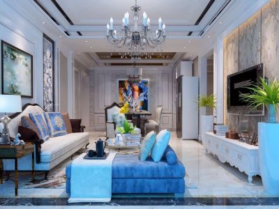 巴中市半山逸城-120㎡-地中海风效果图