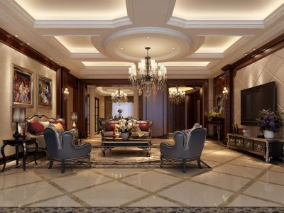 万科溪之谷-180㎡-欧式风效果图