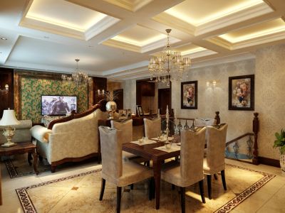 金地艺境-210㎡-欧式风效果图