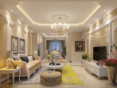 巴中市半山逸城-120㎡-欧式风效果图