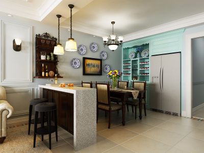 国风美唐-90㎡-美式风效果图