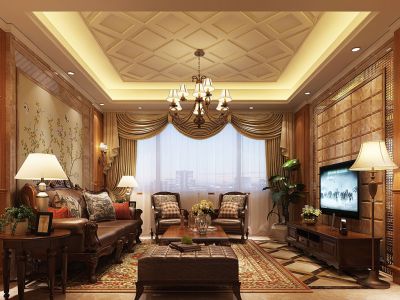 金和枫景-100㎡-美式风效果图