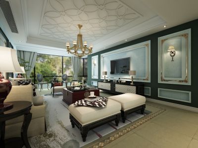 绿都万和城-135㎡-混搭风效果图