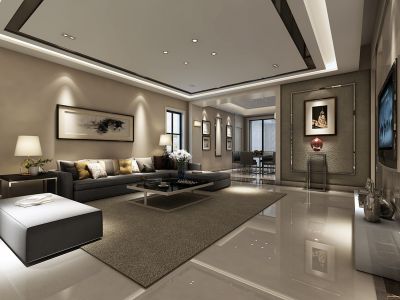 湖畔春秋别墅-360㎡-现代风效果图