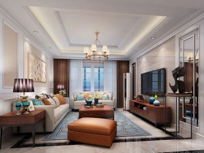  悦城-120㎡-美式风效果图