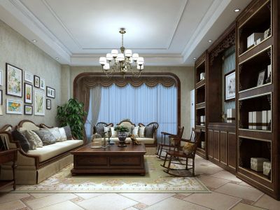 兰宝小区-120㎡-美式风效果图