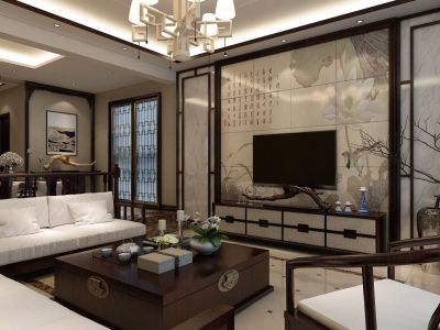 华旗国际-120㎡-中式风效果图