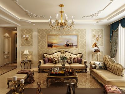 褐石公馆-127㎡-欧式风效果图