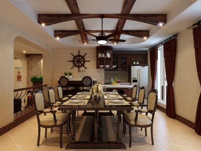 九州湾景汇-170㎡-美式风效果图