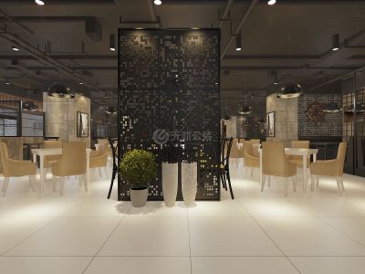 兴华街万达食堂-700㎡-现代风效果图