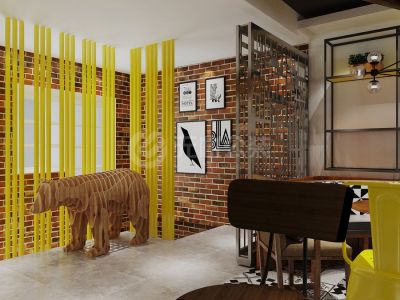 麻辣烫餐厅-300㎡-混搭风效果图