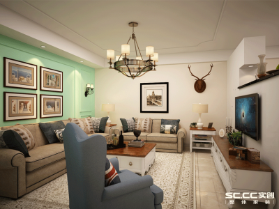 天房彩虹苑-86㎡-田园风效果图