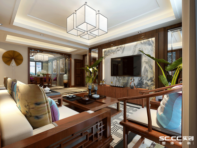 燕居花庭-136㎡-中式风效果图