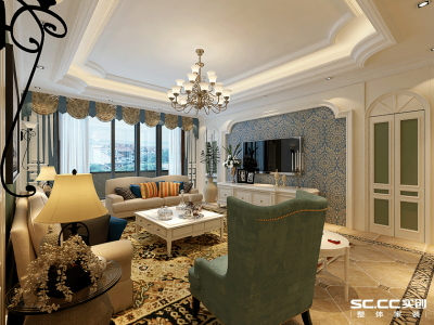 香堤庭院-160㎡-美式风效果图