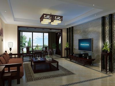 秦源小区-160㎡-中式风效果图