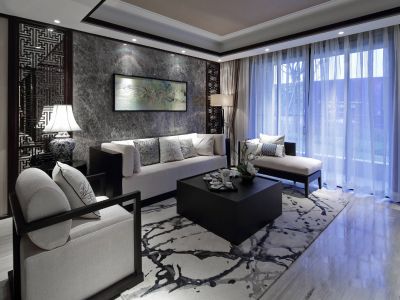 麻城公园壹号新中式120平米设计方案 山水装饰